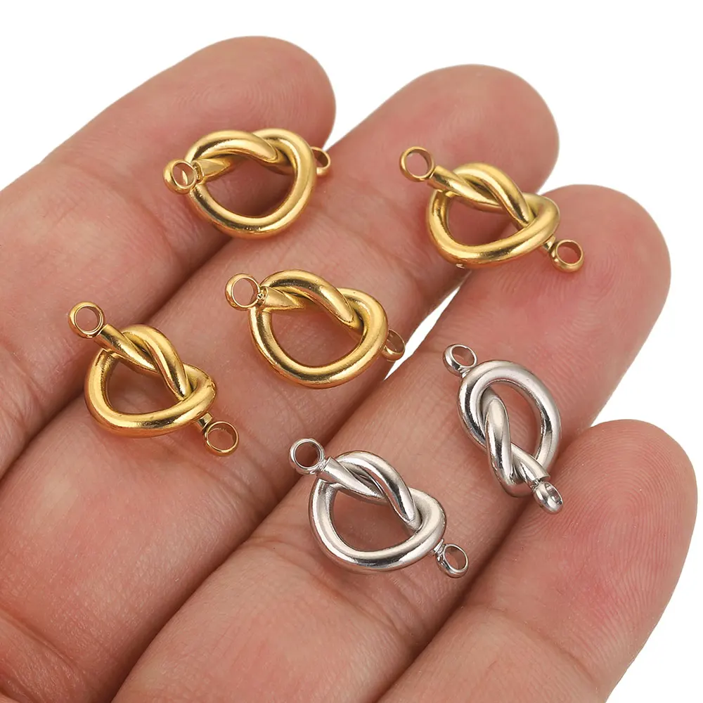 5pcs Lot Exquisite Stainless Steel Connector for Bracelets Double Hole Cross Heart Gold Plated Charm Diy Jewelry Making Supplies