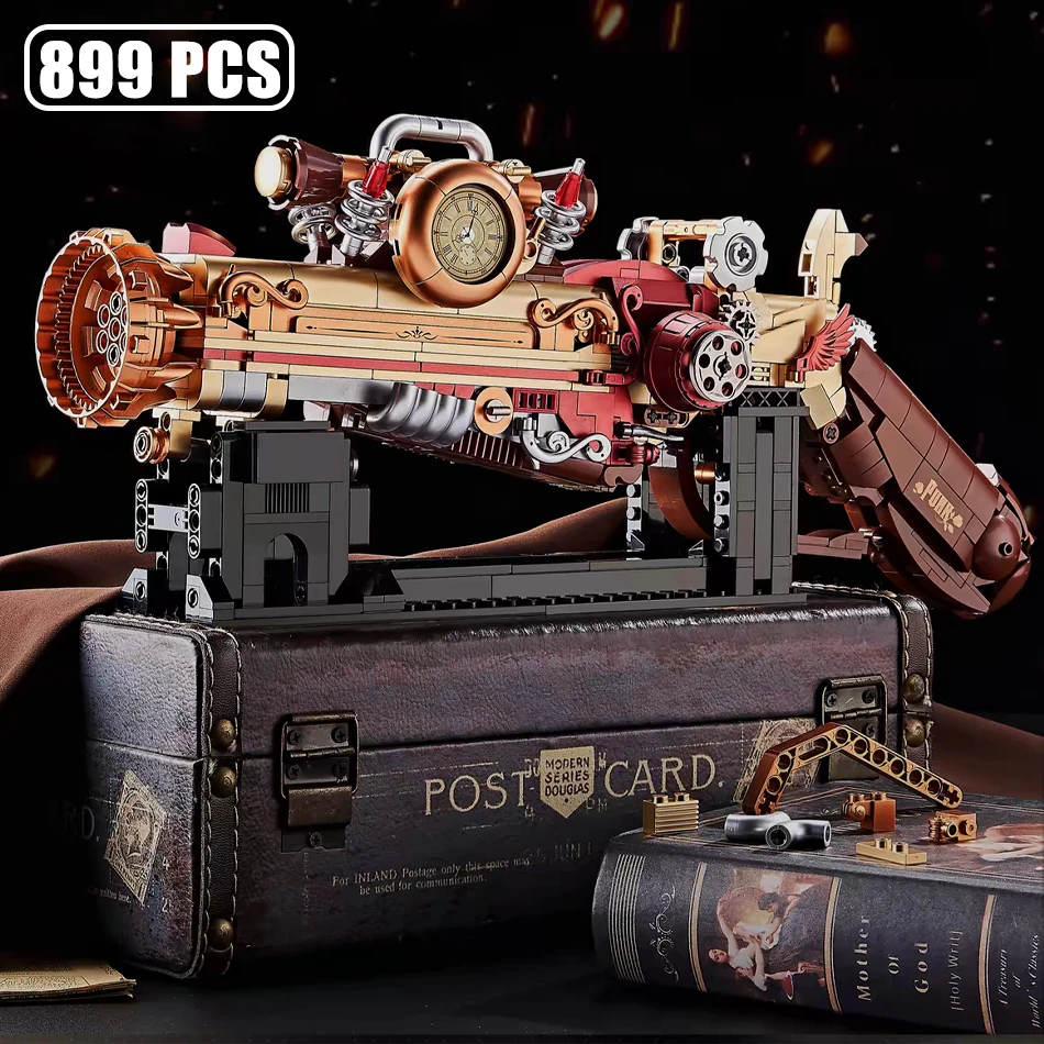 MOC Steampunk Pistol Wasteland Style Gun Model Building Blocks Assembly Weapons Static Ornaments Bricks Toys for Childrens Gifts