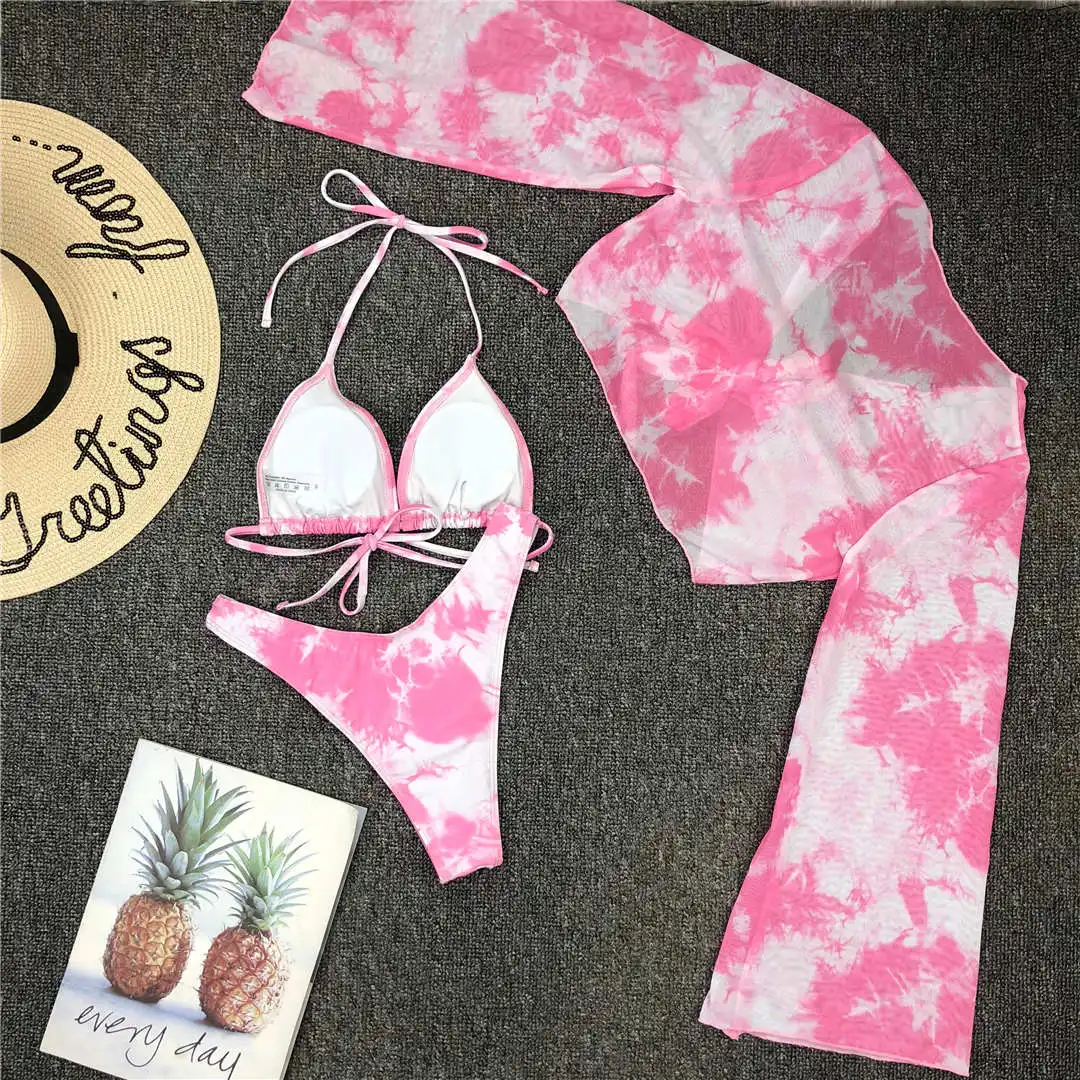 Neuer sexy Batik-Bikini, Damen-Badeanzug, dreiteiliges Bikini-Set, Neckholder-Badeanzug, Badebekleidung, Strandmode für Damen V1878P – Detail 35