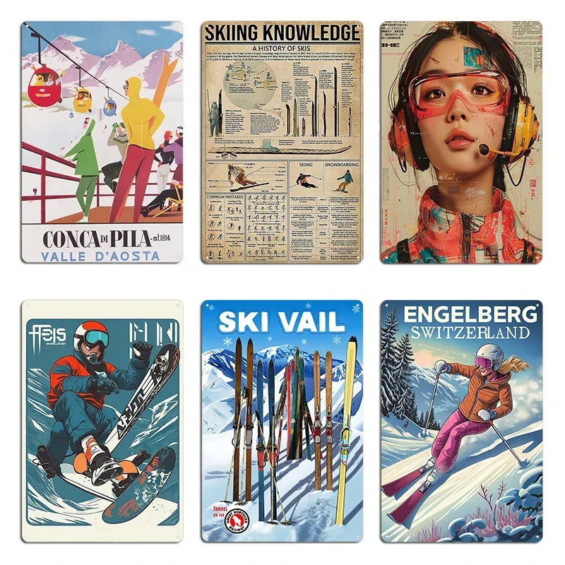 Luminous Legacy Snowboarding Solid Line Skiing Knowledge art Metal Plaque Cinema Garage Decoration Custom Tin Sign Poster