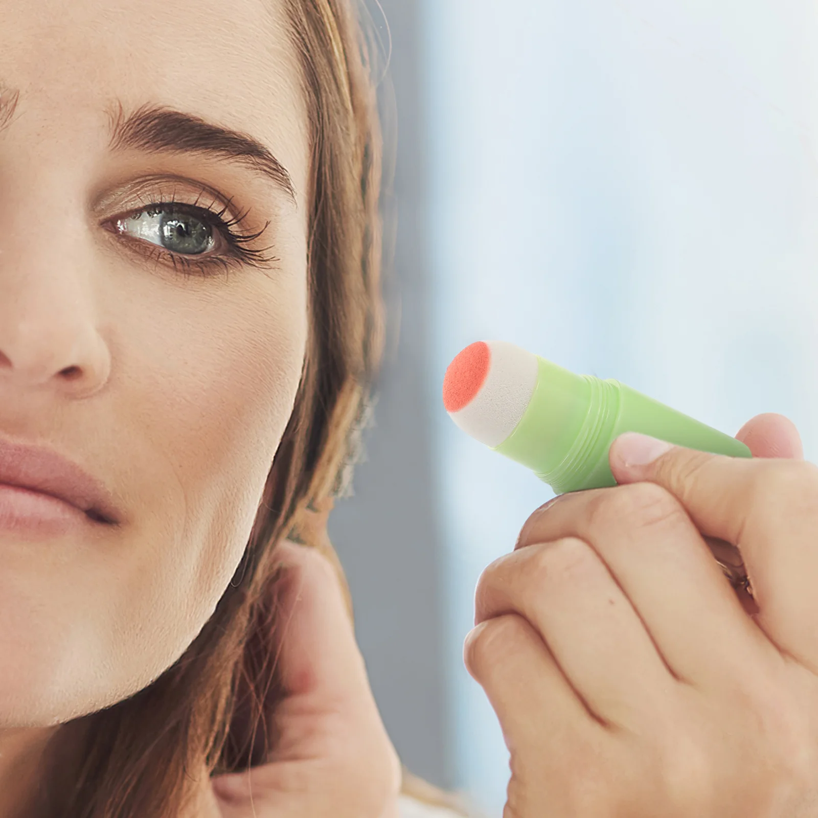 

Blush Stick Coral Orange Finish with Sponge Applicator Creamy Blendable Formula for Cheeks and Lips Long Wearing