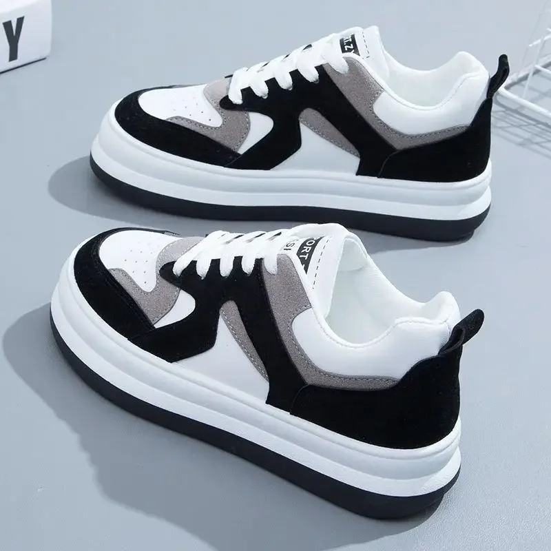 Korean Style Women's Sneakers 2025 New Spring Autumn Versatile Thick Bottom Casual Student Sports Shoes Trendy Ins Flats