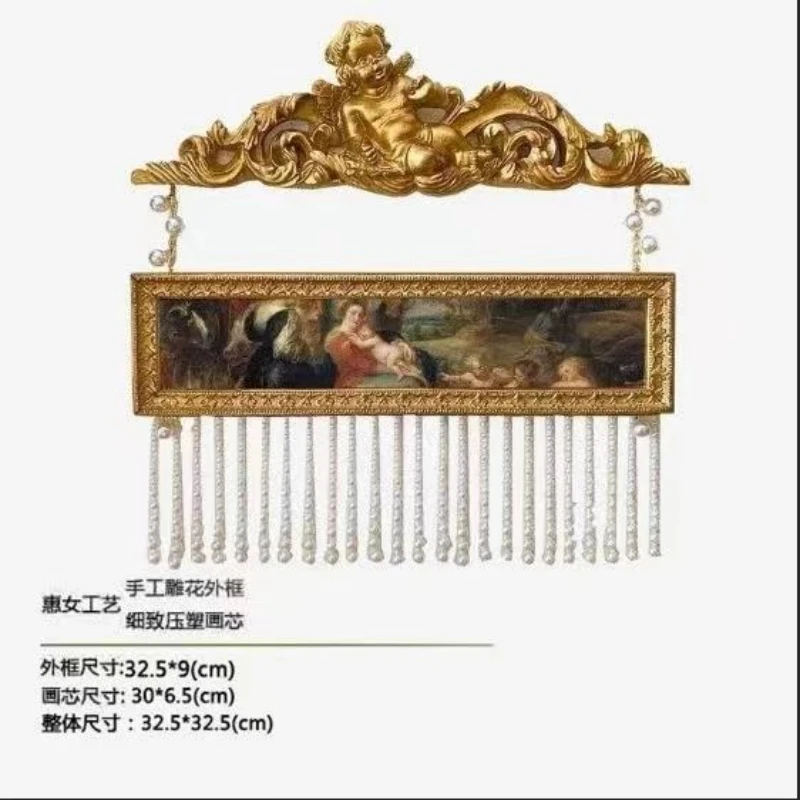 Vintage European Resin Photo Frame with Gold Angel Tassel, Unique Wall Art Display for Living Room Bedroom  Home Decor Gift