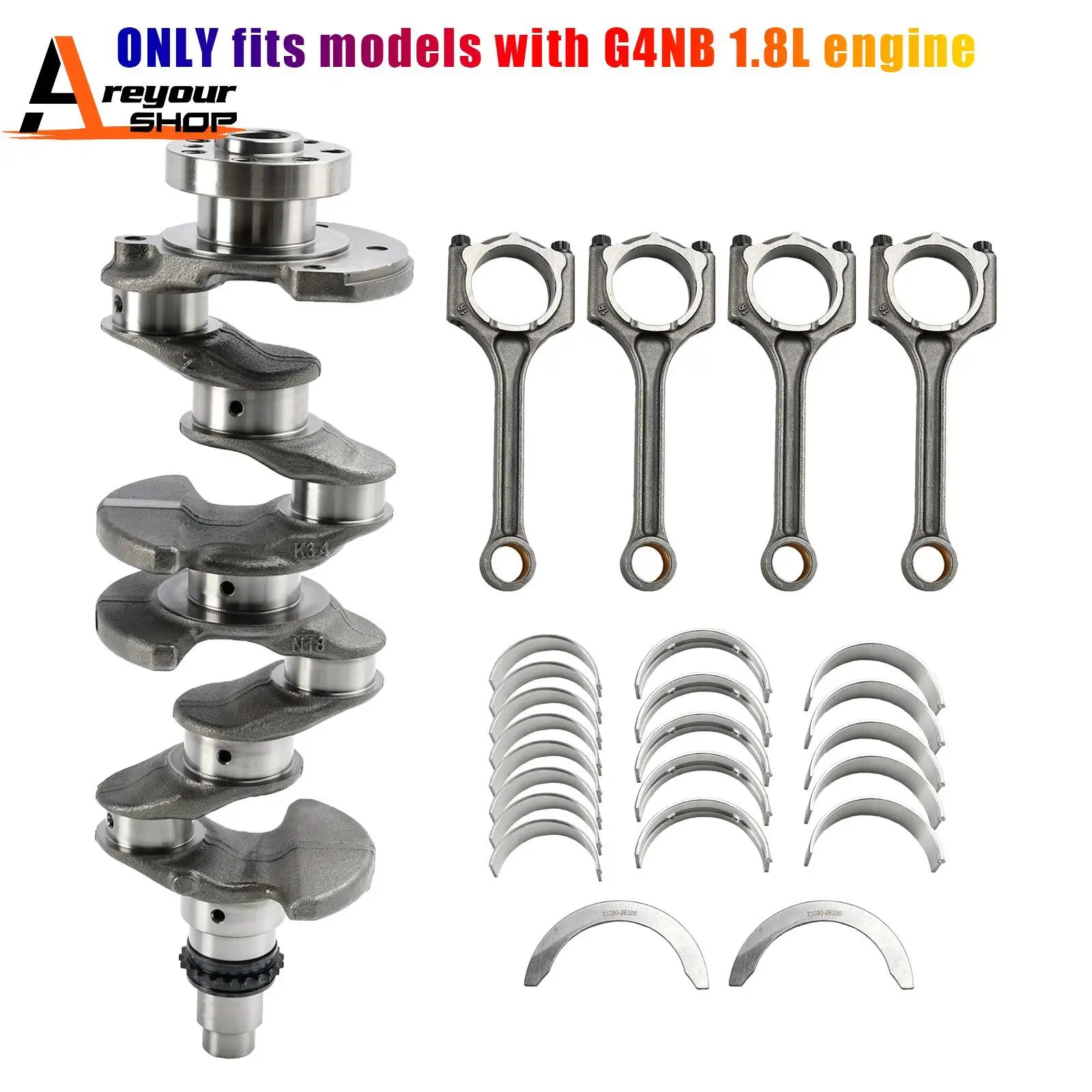 G4NB 1.8L Engine Crankshaft & Rods & Bearings Set for Hyundai Elantra Forte KIA