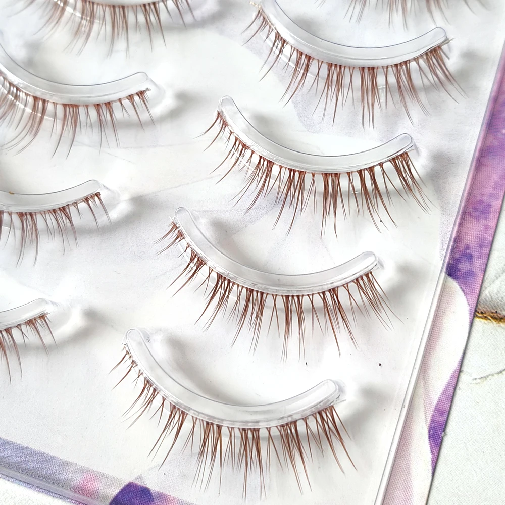 Brązowe kolory Manga Lashes 5 par Miękkie naturalne rzęsy Manga Rzęsy Codzienne randki Rzęsy Wispy Narzędzia do makijażu