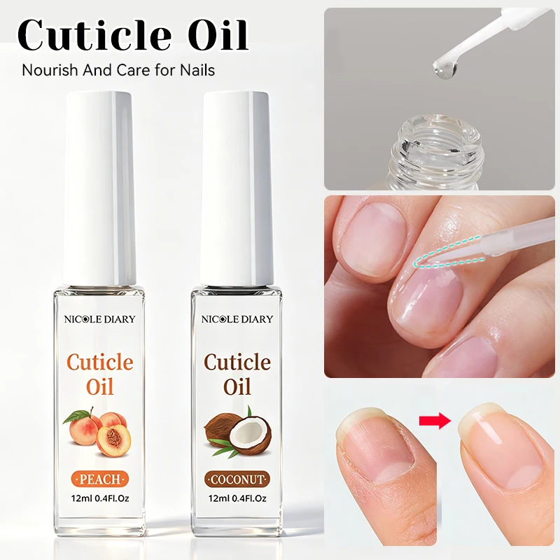 NICOLE DIARY 2PCS Cuticle Oil Set with Nail Debonder For False Nails Manicure Dry Cuticles Nourishing Moisturizing Nail Care