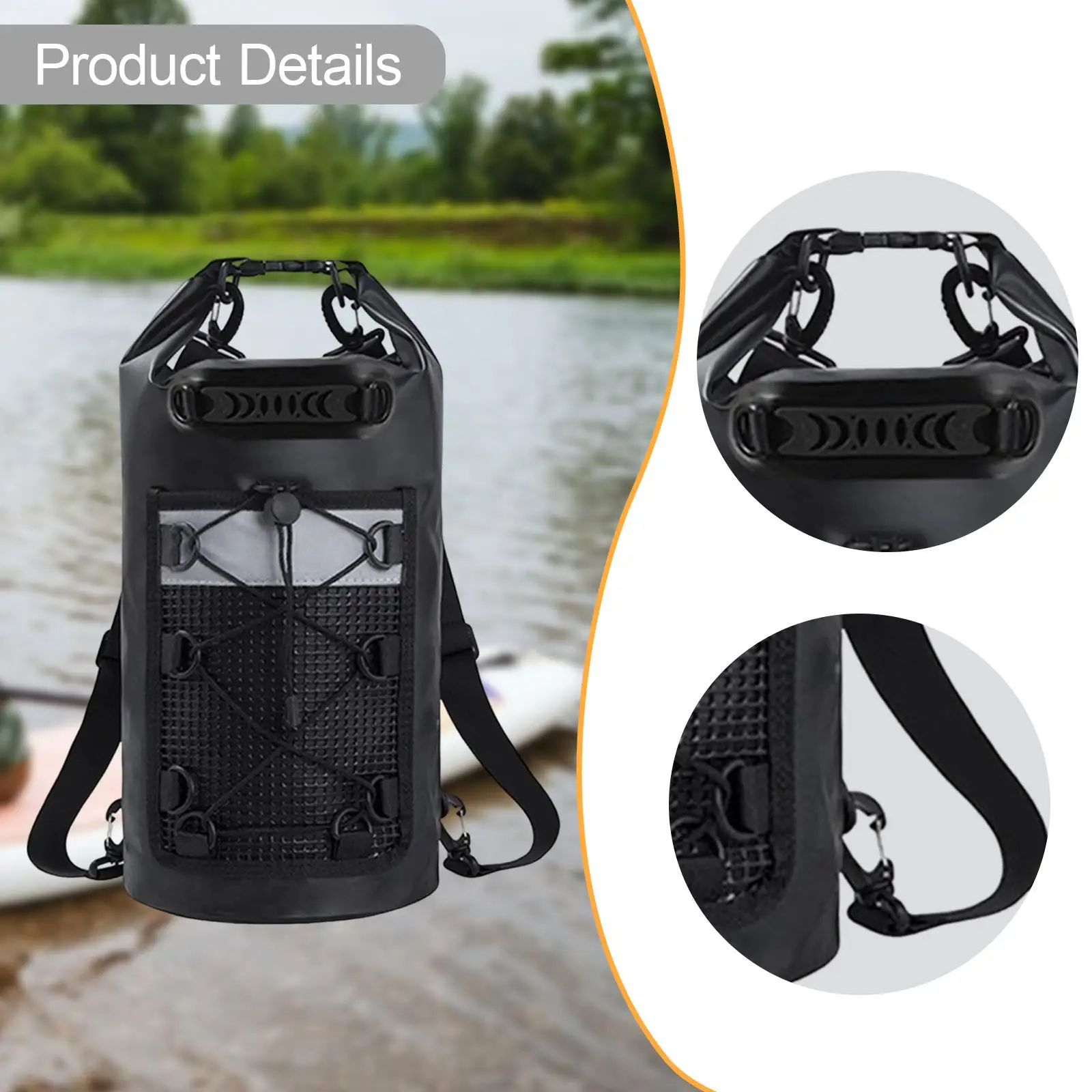 شريط تحذيري عاكس للحقيبة الجافة مع مقبض 30 لتر للتخييم والتجديف