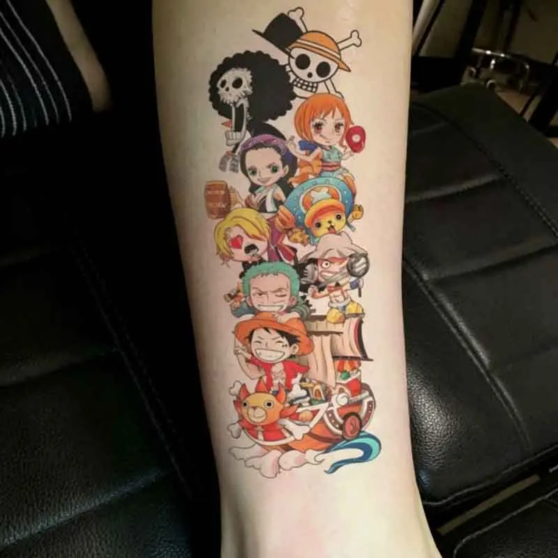 One Piece character tattoo decals for arm tattoos  colorful Luffy designs. Long-lasting arm stickers and paintings The best gift - view 2