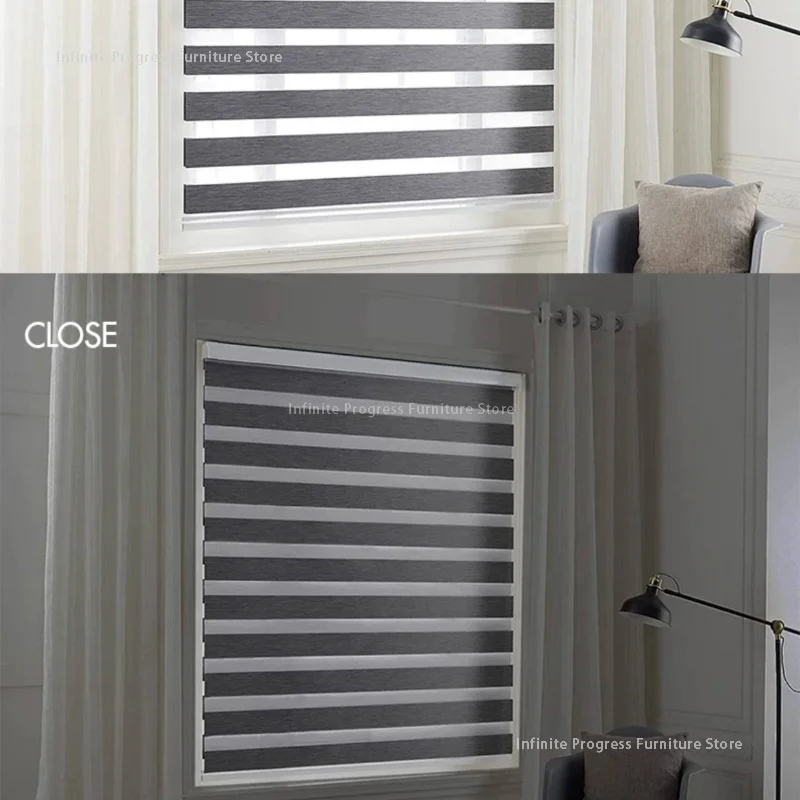 Custom Size Drill-Free Shutters Soft Silk Curtain Blackout Study Blinds Office Living Room Fensterläden Home Improvement HQ40C