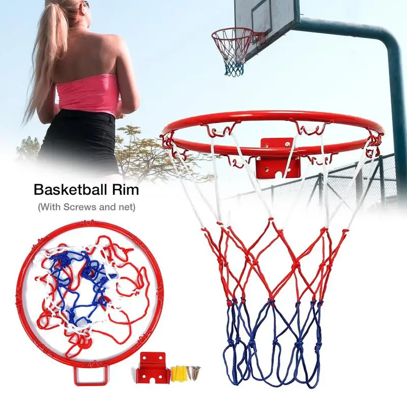 

Hanging Basketball Hoop 32cm Wall Mounted Goal Hoop Rim Net Indoor Outdoor Kids Shooting Practice Basket Net Sports Equipment