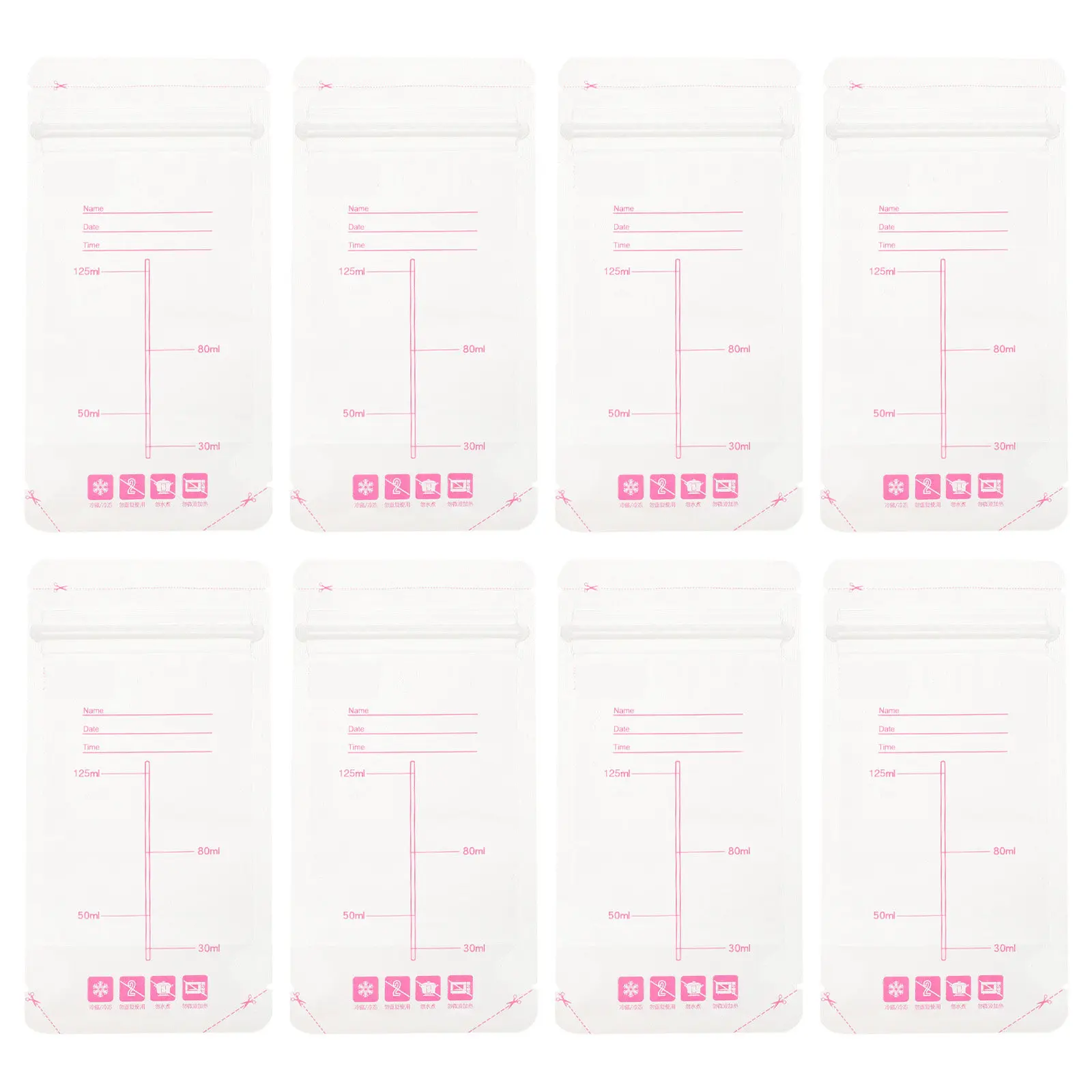 

30Pcs Large Capacity Breast Milk Storage Bags Portable Compact Freshness Protection Nursing Bag for Home Use Pink