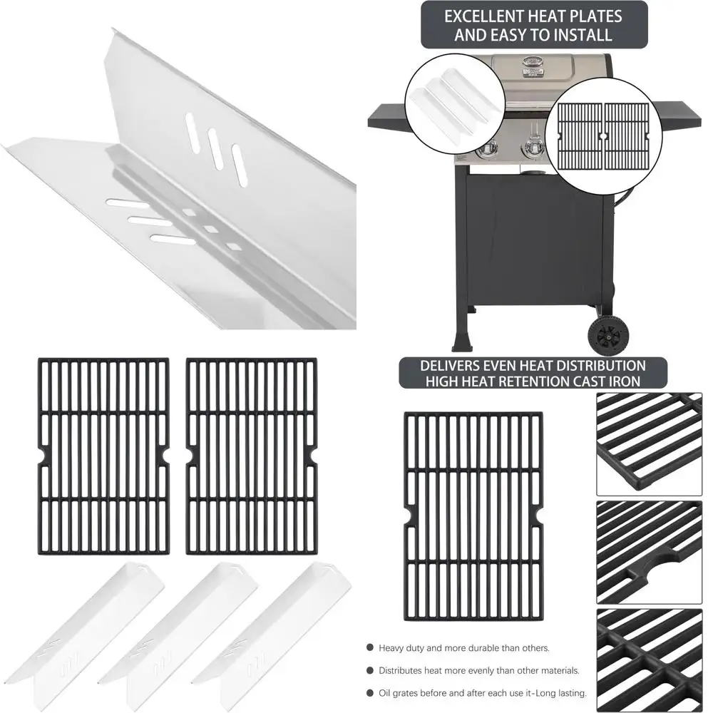 

Blue Rhino 3 Burner Grill Replacement Grates and Heat Plates for Models GBC1932L, G1406-010, G1707-020, GBC1406W-C, GBC1406W, 55