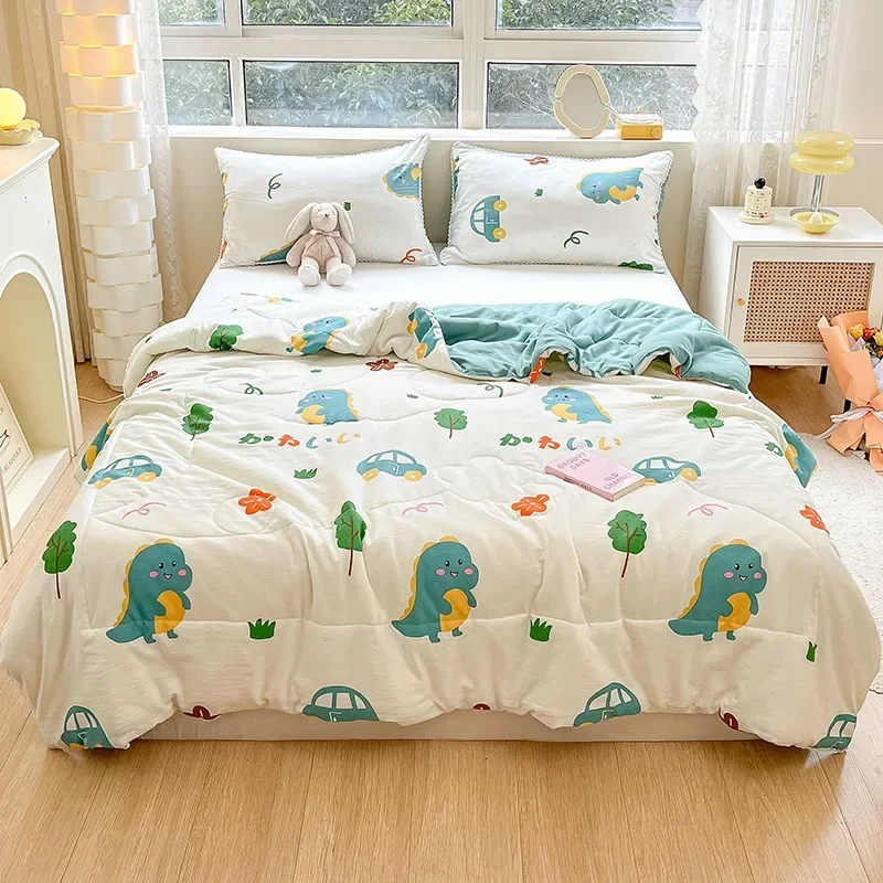 

Orange Summer Quilts Washable Lace Kids Adult Single Double Queen Size Bed Thin Comforter Cute Cartoon Blanket for Girft