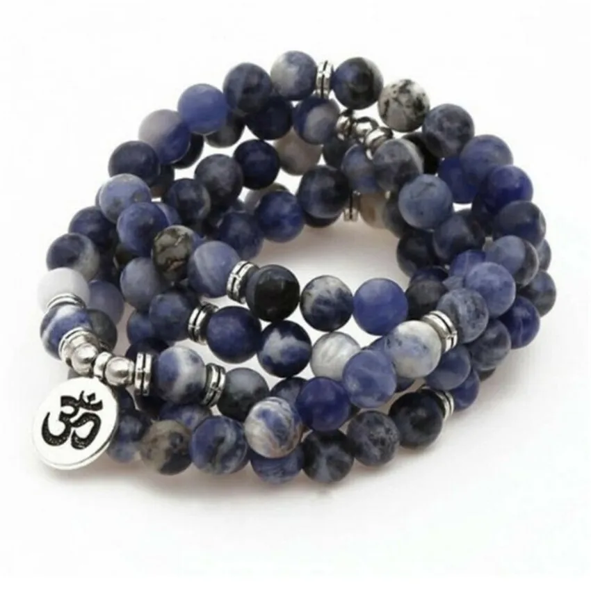 

6mm Blue Square Sodium Stone 108 Beads Pendant Bracelet Bangle Stones Health Artisan Wrap Prayer