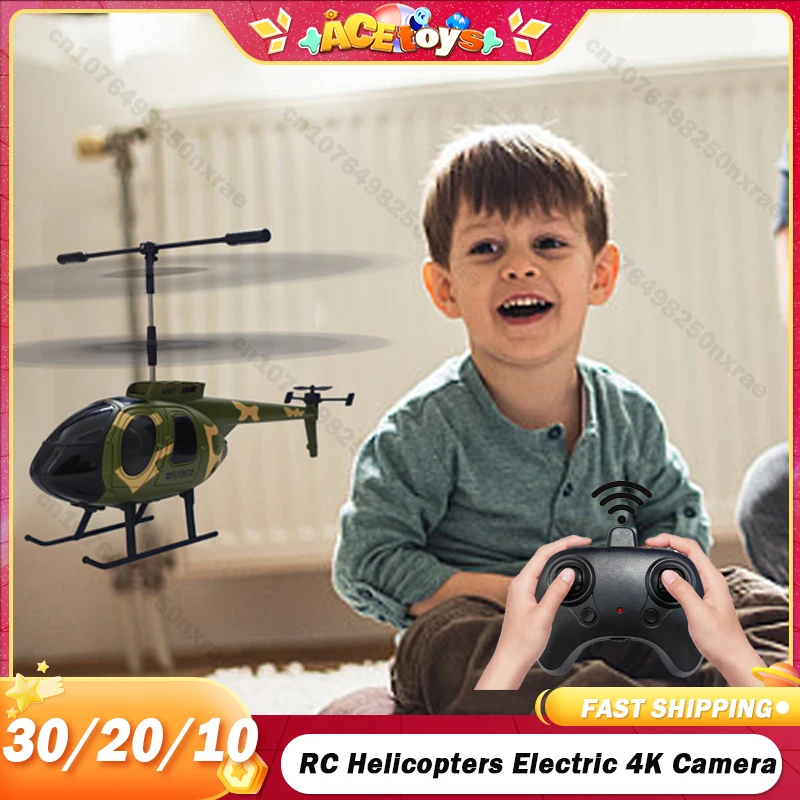 

RC Helicopters Electric Remote Control 4K Camera Light Airplanes Model Children Aircraft Quadcopter Kids Drone Toys for Boys