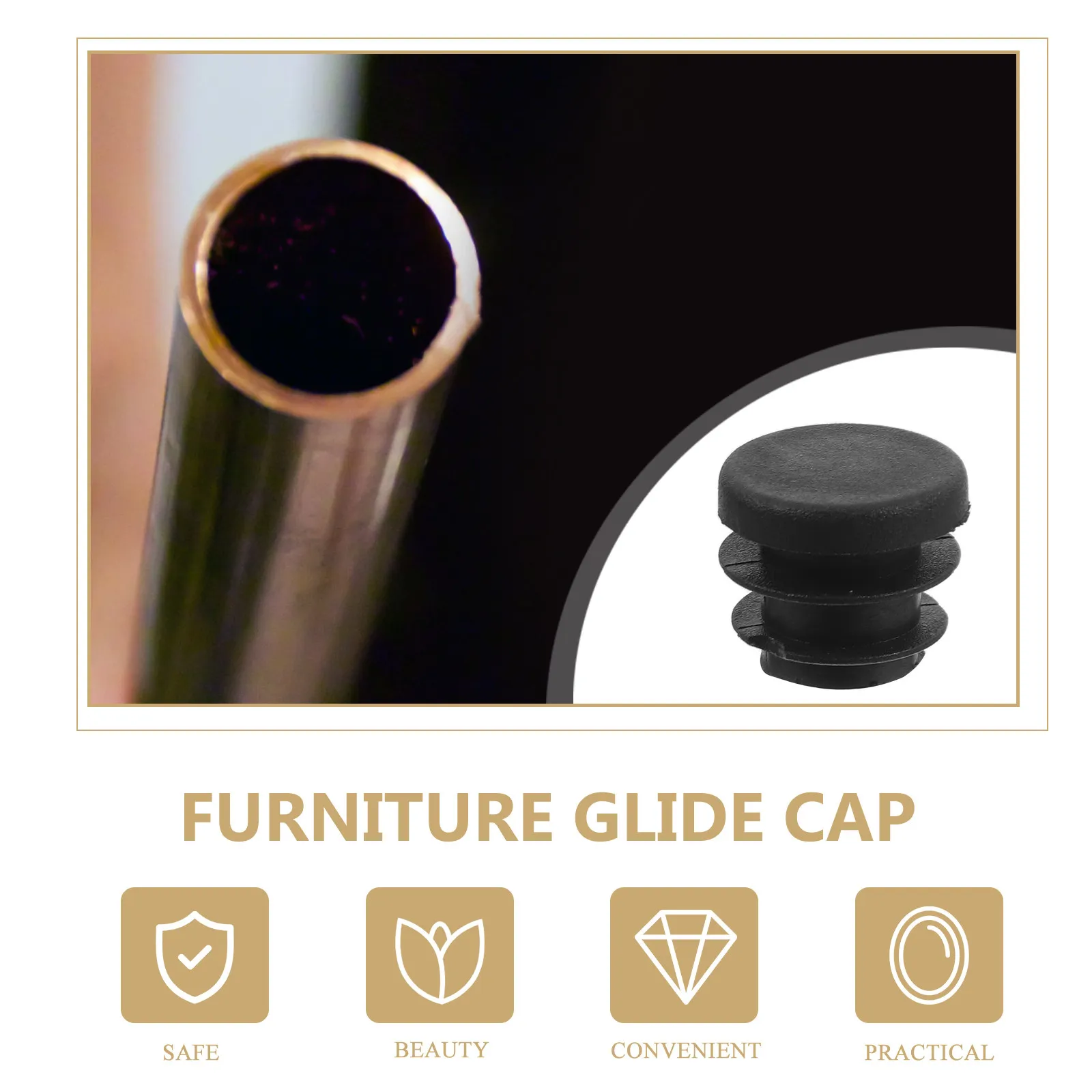 30Pcs Round Tube Plugs Plastic Stainless Steel Furniture Leg End Caps Chair Table Tubing Insert Caps Floor Protection Glide view 3