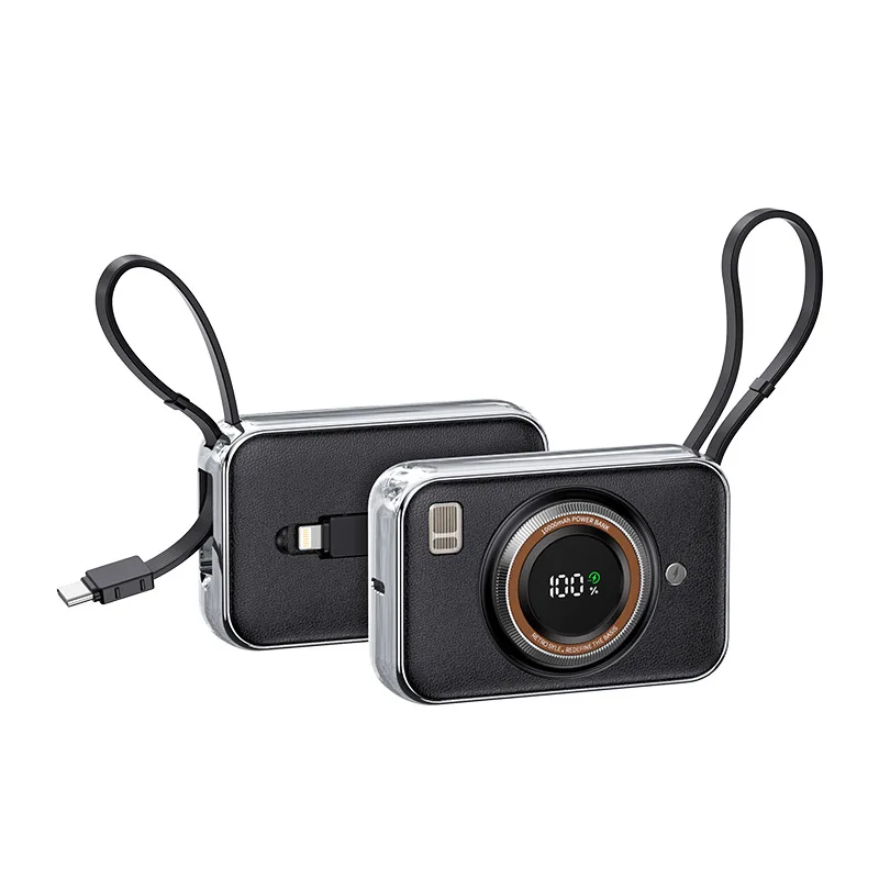 Camera Power Bank 10000mAh 66W with Built-in Cable Fast Charging Power Bank Lightweight Digital Display Mobile Power Source