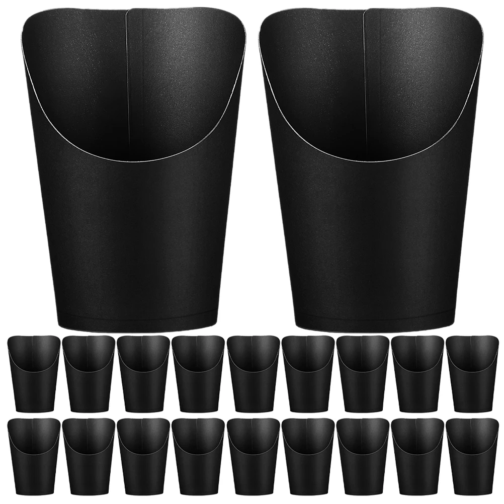 

50pcs Black Disposable Baking Snack Boxes French Fries Cups Party Containers Take Out Boxes Paper Food Cups Tall Hold Snacks