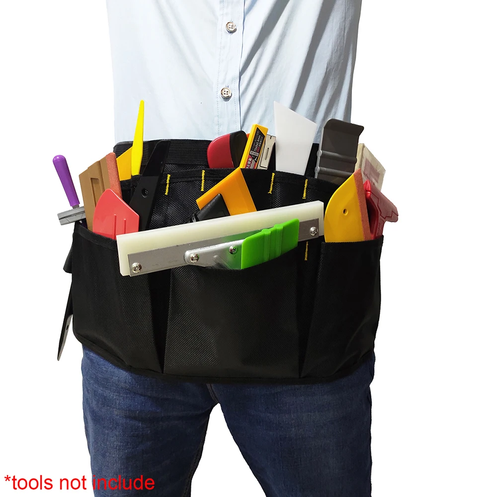 ไวนิลห่อกระเป๋าเครื่องมือรถ Oxford ผ้ากระเป๋าเครื่องมือสําหรับถือ Window Tint ไม้กวาด Scraper มีดห่อฟิล์มเอวกระเป๋า