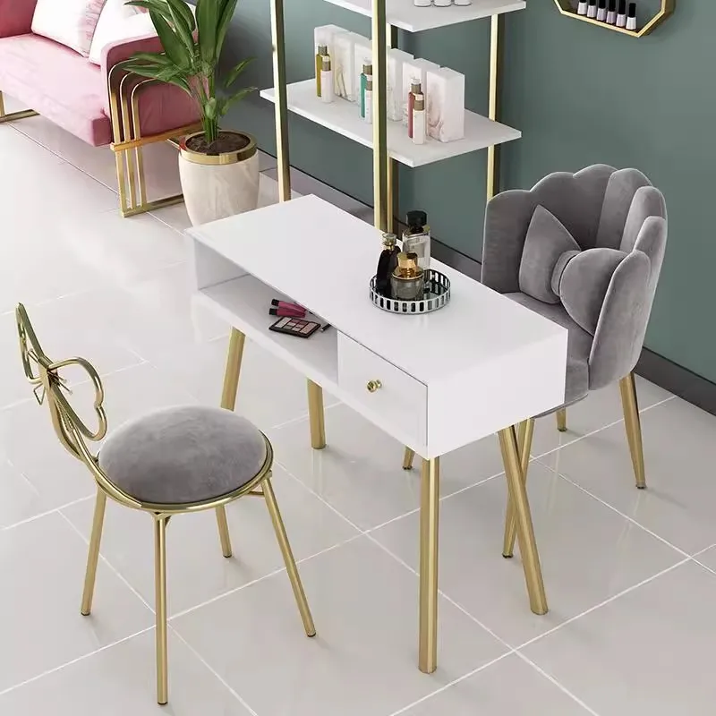 

Современный простой белый деревянный маникюрный стол и стул, комплект для салона красоты, роскошный одноместный стол для маникюра