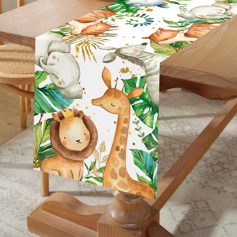 مفرش طاولة حيوانات الغابة وايلد وان فورست سفاري لتزيين حفلات أعياد الميلاد للأطفال، أغطية طاولات للأولاد، مستلزمات استحمام الطفل