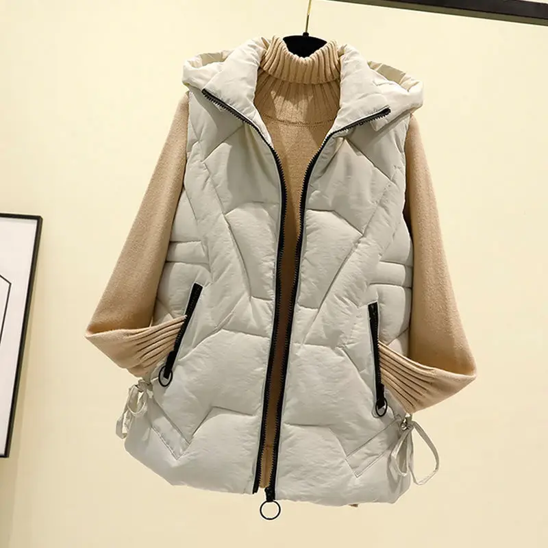 

Detachable Hood Zip Up Waistcoat Women Spring Autumn Winter Fashion Casual Female Nice Warm Woman Vest Outerwear Cheap Wholesale