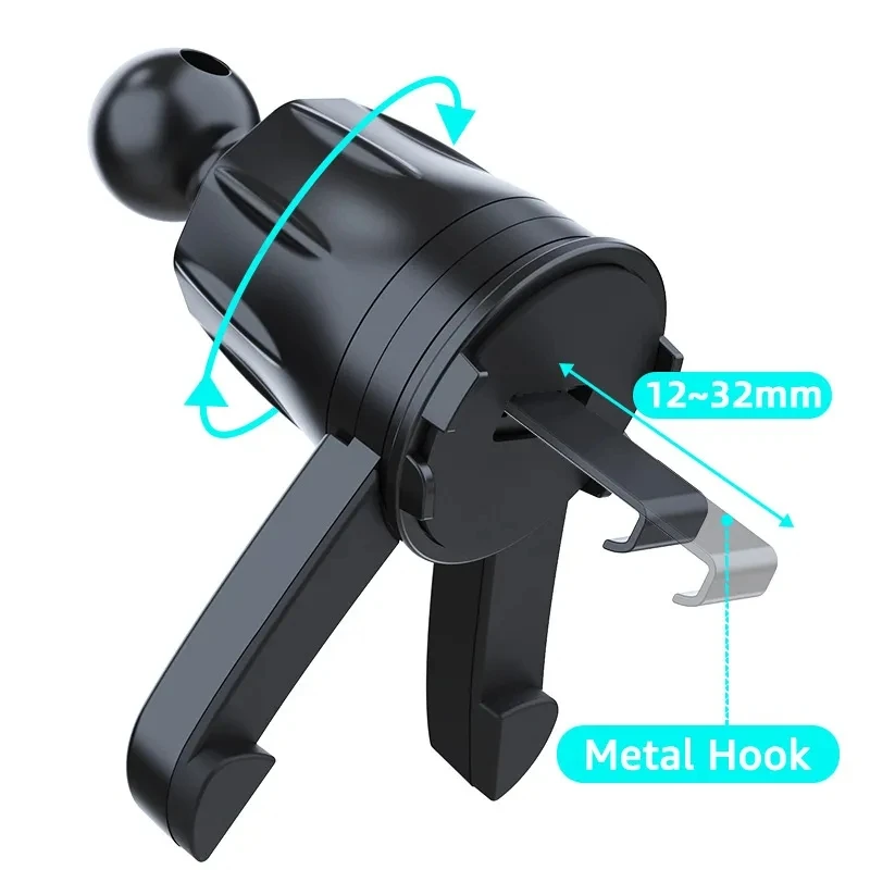 New 17mm Ball Head Car Air Vent Metal Hook SmartPhone Gravity Holder Adjustable Stand Base For Navigation Bracket Rotation Mount