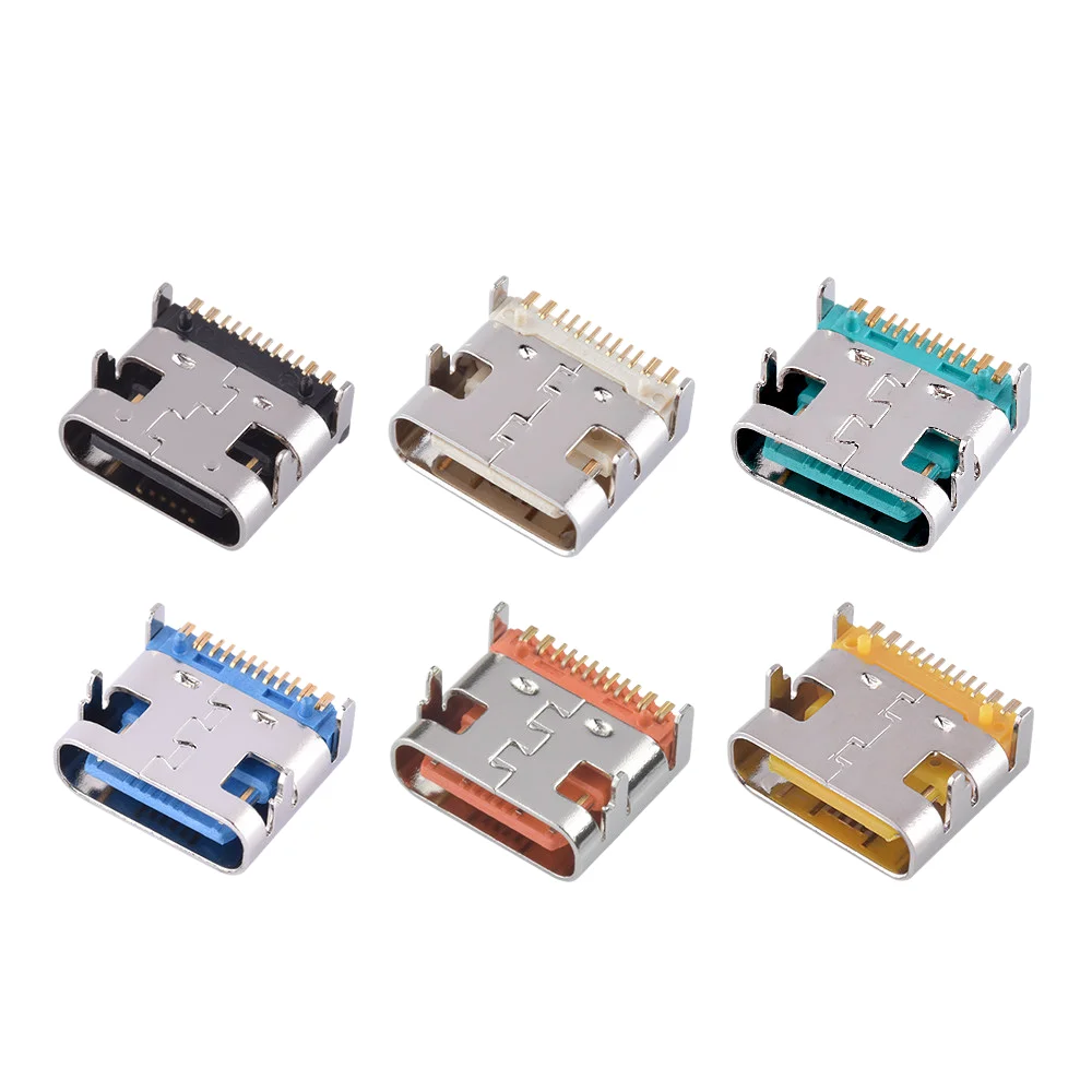 New USB Connector Type C Female Charging Tail Plug Port Jack 16Pin Type-C Socket PCB Soldering SMD SMT DIY Repair Type C Adapter