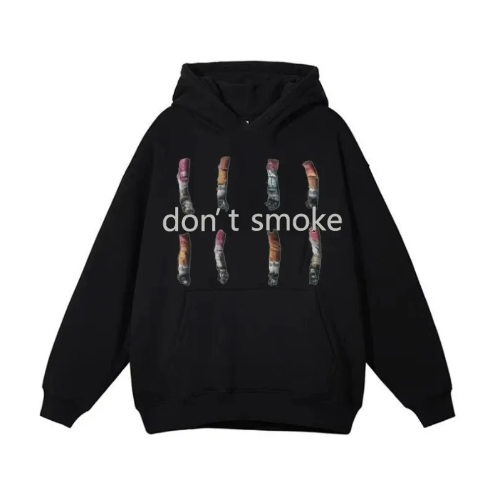 Men's and Women's Retro Oversized Sportswear Y2K Gray Hip-hop Letter Printed Hoodie  Classic Loose Fitting Clothes