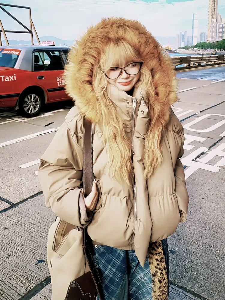 

Тепло Thiened ort American High Street Хлопковая куртка с меховым воротником для мужчин Молодежное пальто из искусственной кожи Зимняя одежда