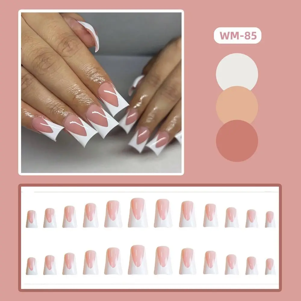 Long Duck Feet Fan Flare Tips Duck Nail Tips Simple French Duck Feet Fan Flare Tips Full Cover Detachable False Nails