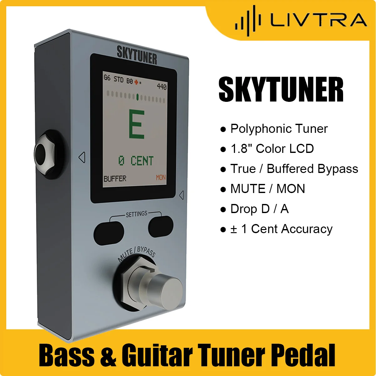 LIVTRA SKYTUNER Polyphonic Tuner Pedal - 1.8