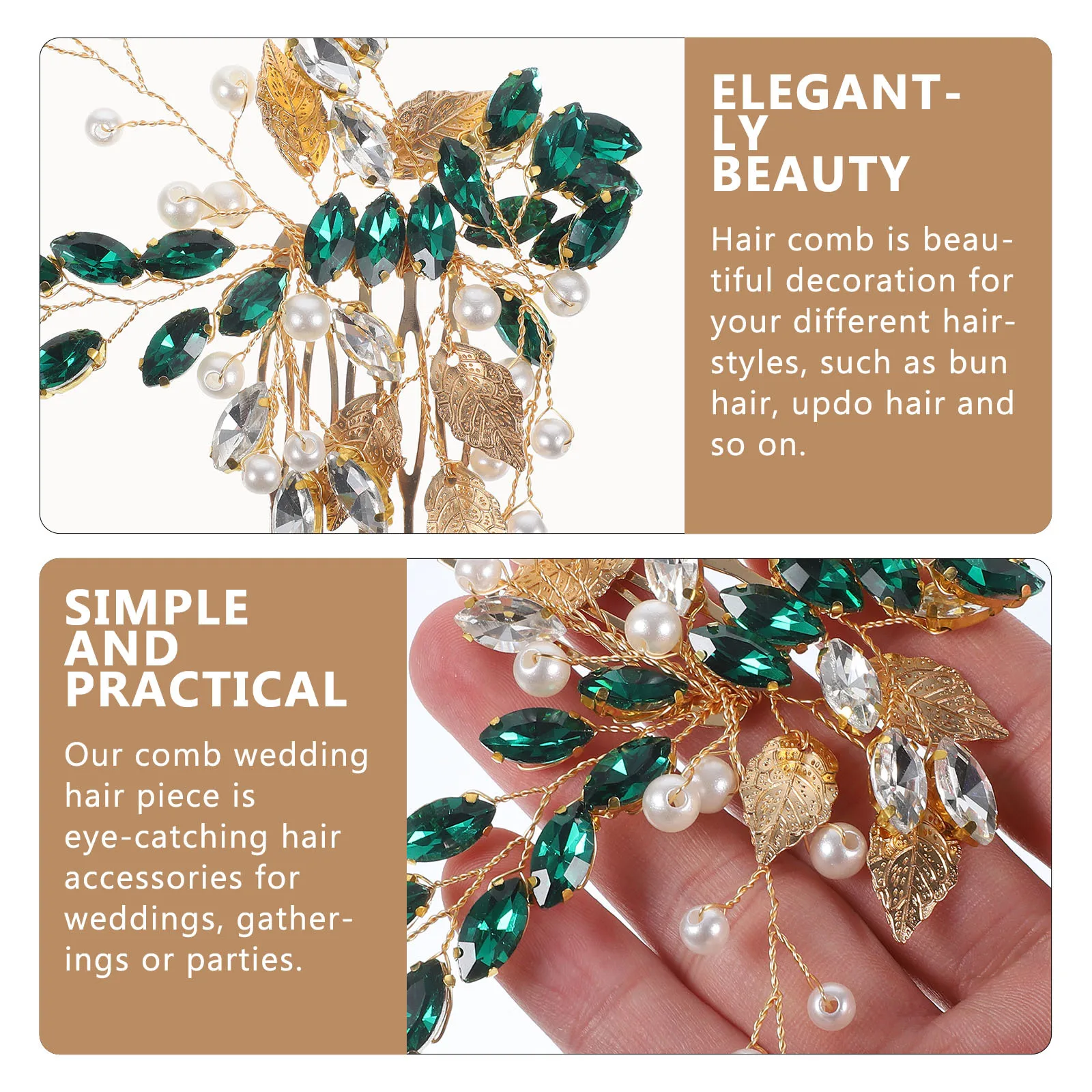 

1pcs Hair Comb Headpiece Rhinestone Metal Bridal Wedding Accessory For Brides Bridesmaids Updo Hairstyle Decor Clip