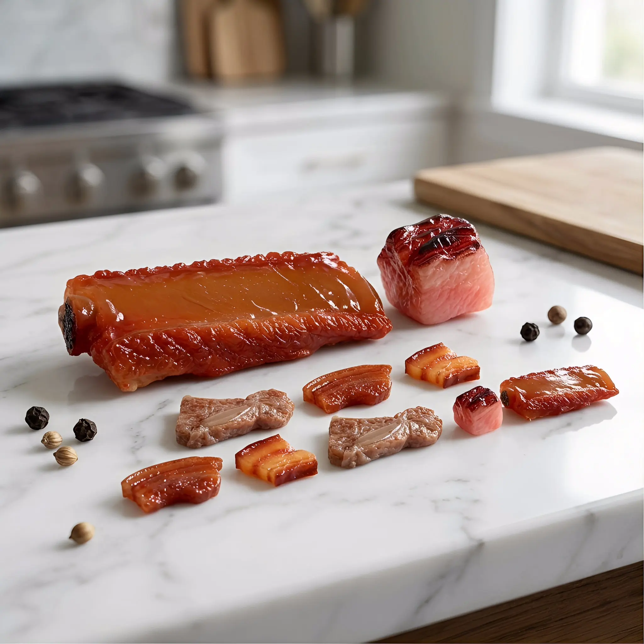 10Pcs Realistic Artificial Pork Ribs Meat Simulation Props Lifelike Braised Food Decor for Culinary Exhibition Restaurant