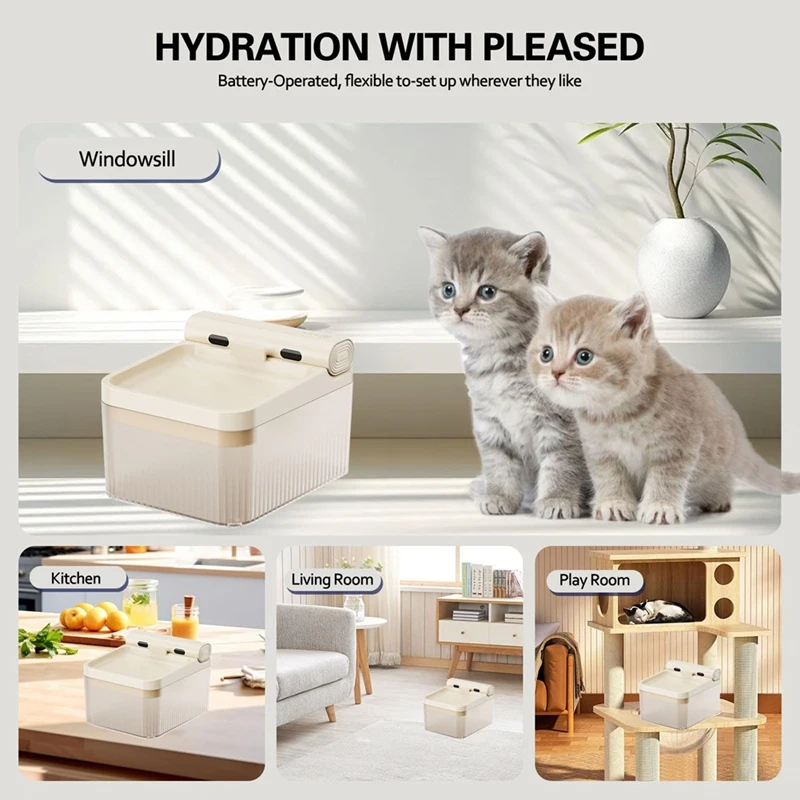 Cat & Dog Automatic Water Fountaintriple Filtered Dog Water Bowl Dispenser Induction Water Discharge Silent Cat Fountain