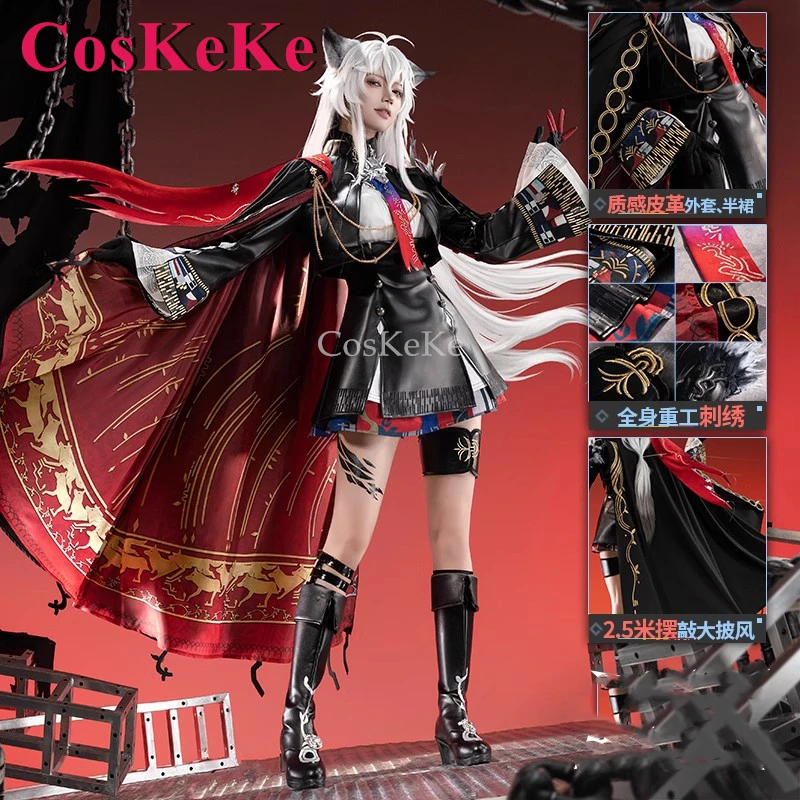 CosKeKe Lappland The Decadenza Cosplay Costume, Arknights Game, Élégant, Magnifique, Uniforme de Combat, ixd'Activité, Vêtements de Jeu