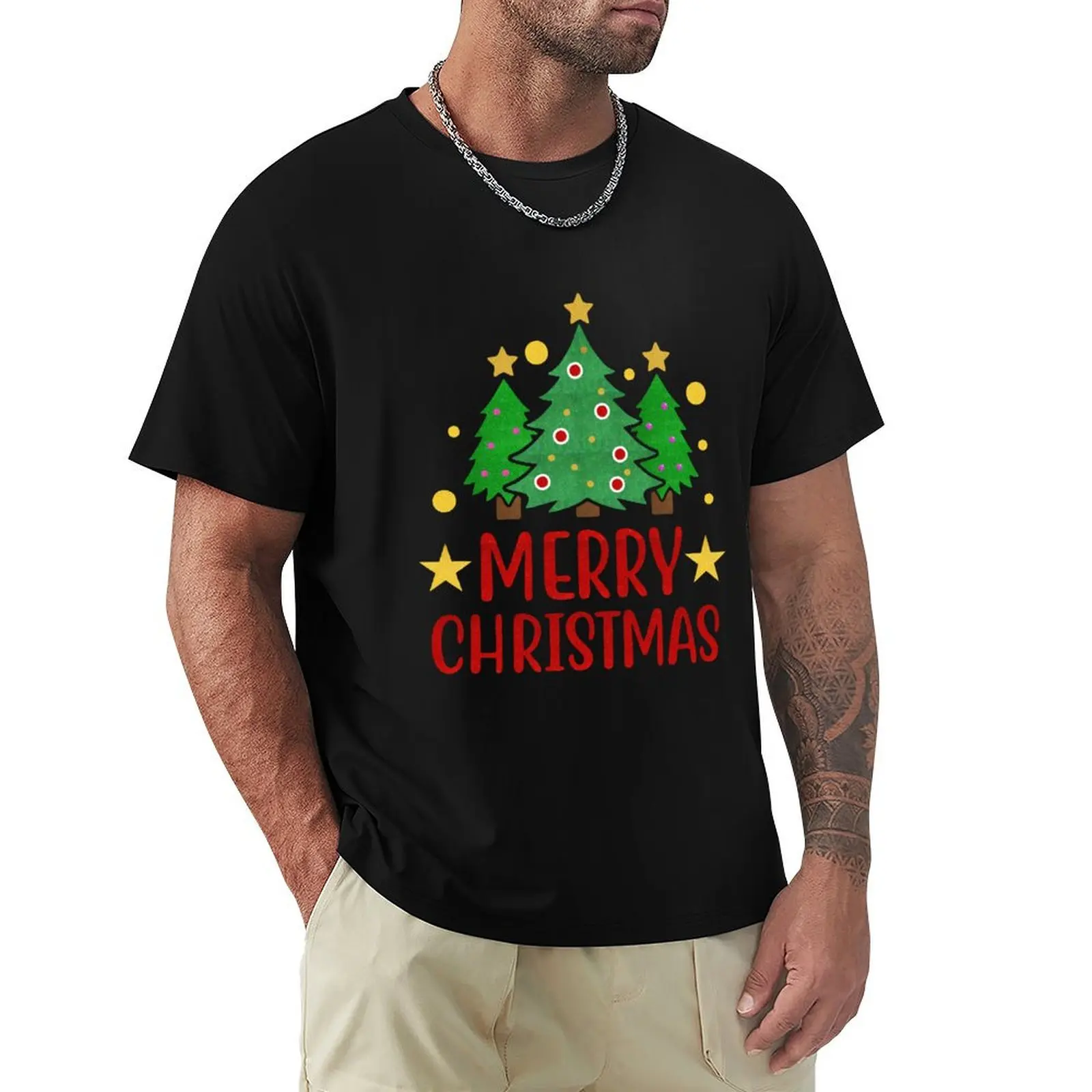 Merry Christmas, Fancy Glitter T-Shirt Plus Size Basic Short Sleeve Top