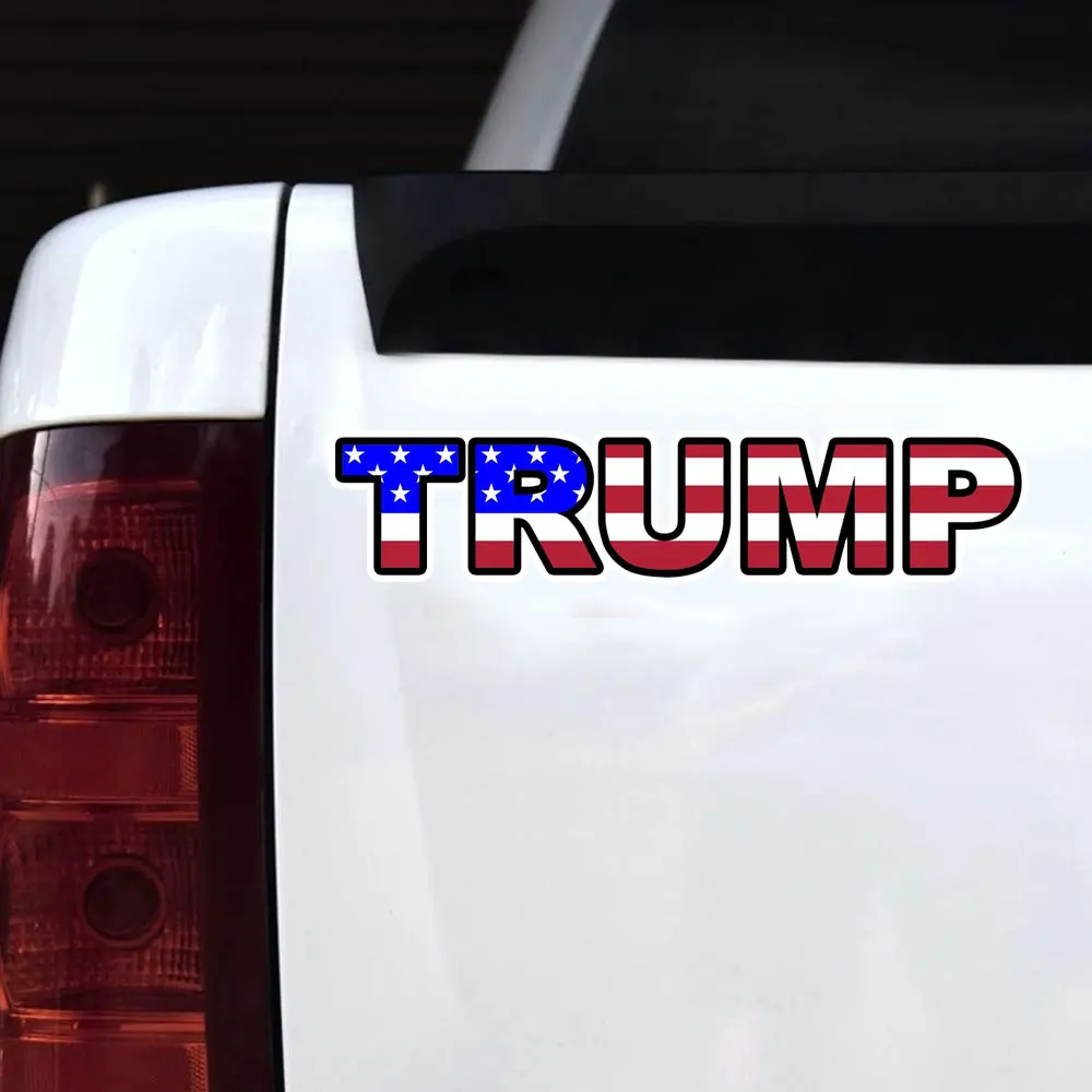 10Pcs/1Pack Car Exterior Accessories 2024 Trump American Flag Donald President Car Stickers Universal Car Bumper Decor Decal