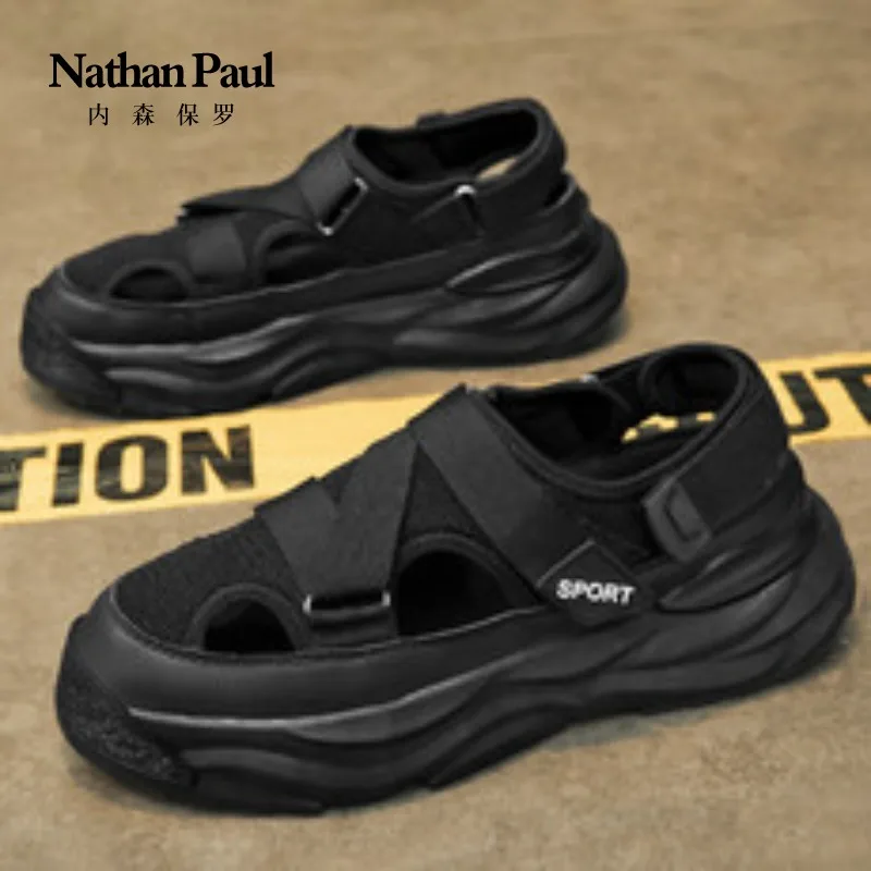 

2025 популярные модные нескользящие и износостойкие туфли высокого качества в оправе, мужские универсальные повседневные дышащие сандалии