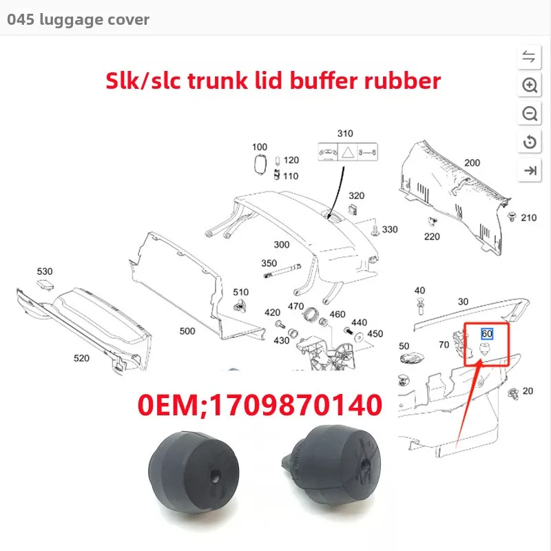 Trunk Lid Cushion Rubber, Foldable Roof Vibration Protection Compatible with Mercedes-Benz W171 SLK/SLC, Part Number 1709870140