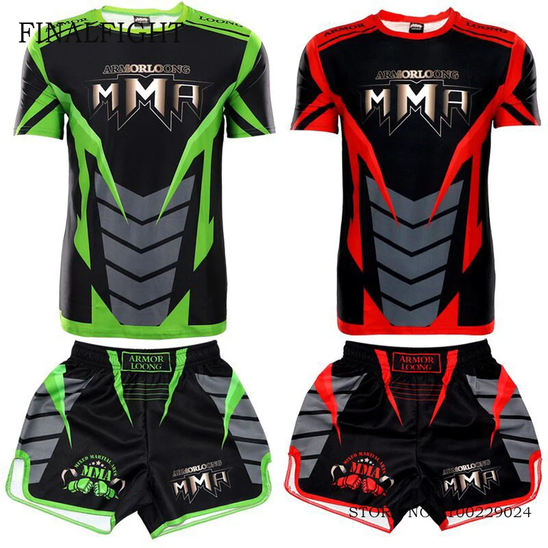 Boxing Shorts MMA T Shirt Set Kickboxing Fight Pants Muay Thai Shorts Combat Sparring Grappling Kickboxing Martial Arts Uniform