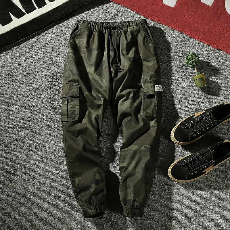 

camouflage workwear pants men's fashion label street couple trend hip-hop ins spring and autumn loose casual leggings