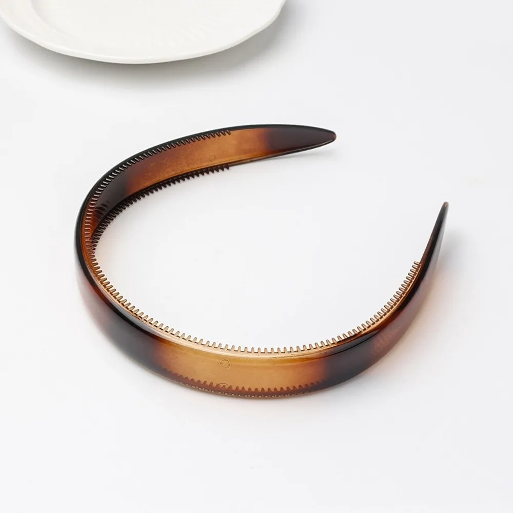 

Fashion Wide Retro Leopard Hair Hoop Simple Korean Tortoiseshell Hair Hoop PC Hair Styling Non-slip Teeth Headband Office