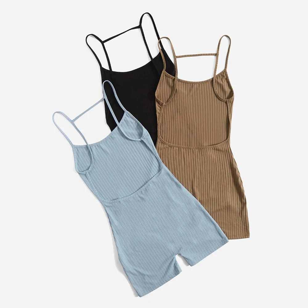 Tute senza maniche da donna Primavera Autunno 2025 Tute casual in tinta unita con design semplice e collo quadrato