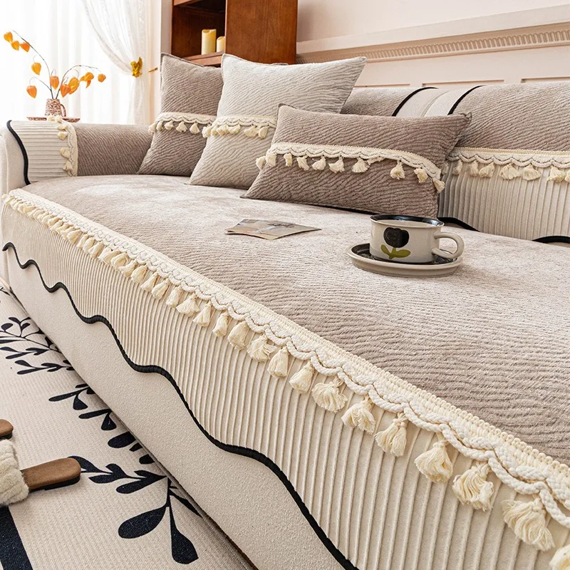 1 piece of French shaped Snow Neale sofa cushion with four seasons anti slip cushion straight row cover cloth sofa dust cover