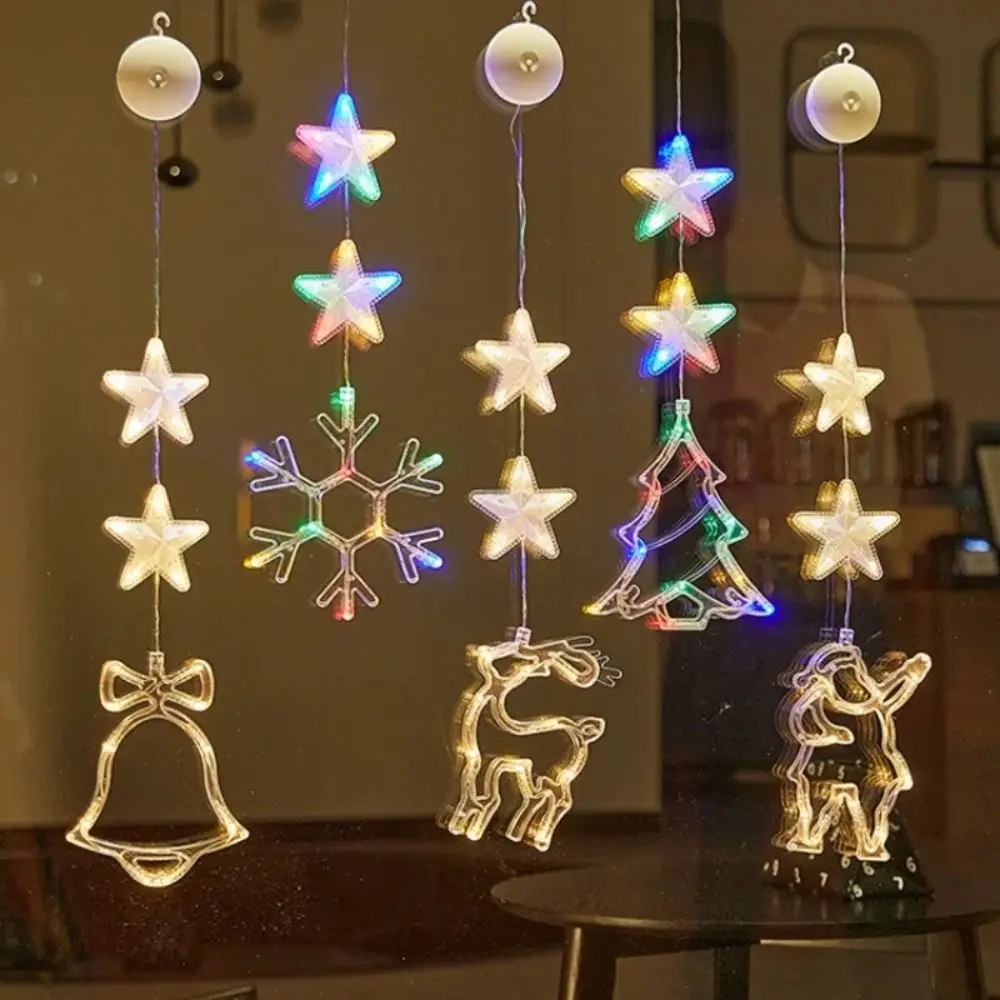 Snow Stars Christmas Decor Interior Decoration House Decorative Christmas Tree Pendants Bright Warm White Suction Cup Lamp Home