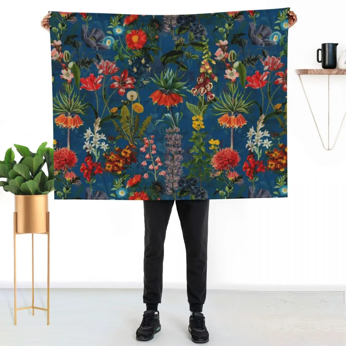 Vintage Blue Springflower Meadow Night Throw Blanket Furry Soft Beds Warm For Baby Flannel Blankets