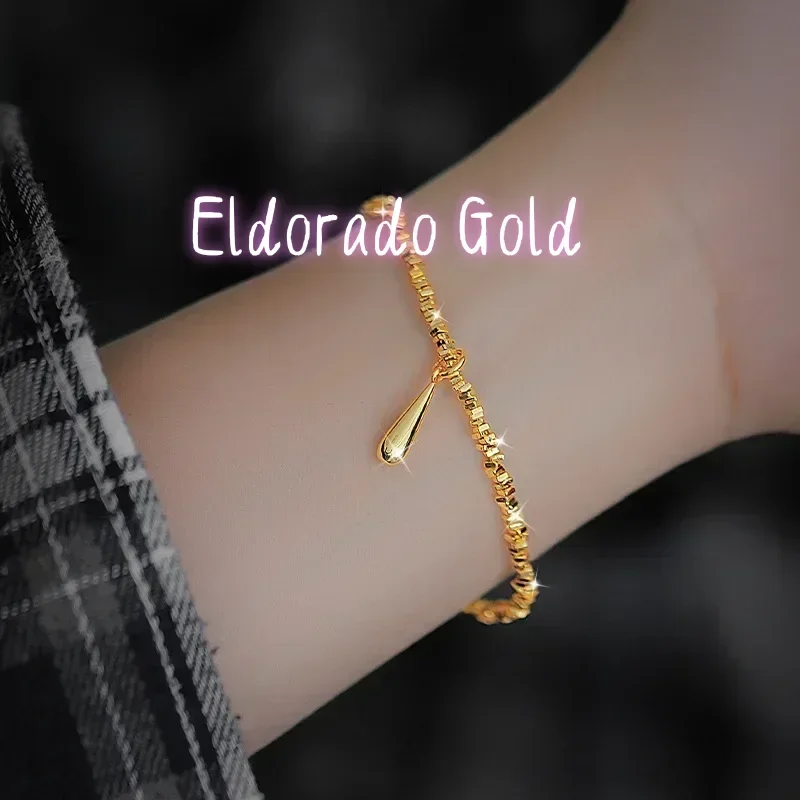 

Новый браслет Eldorado Gold из чистого золота 9999 пробы (24K) в форме капли, класса люкс, легкий, роскошный, серебряный, несколько таелей, комплект