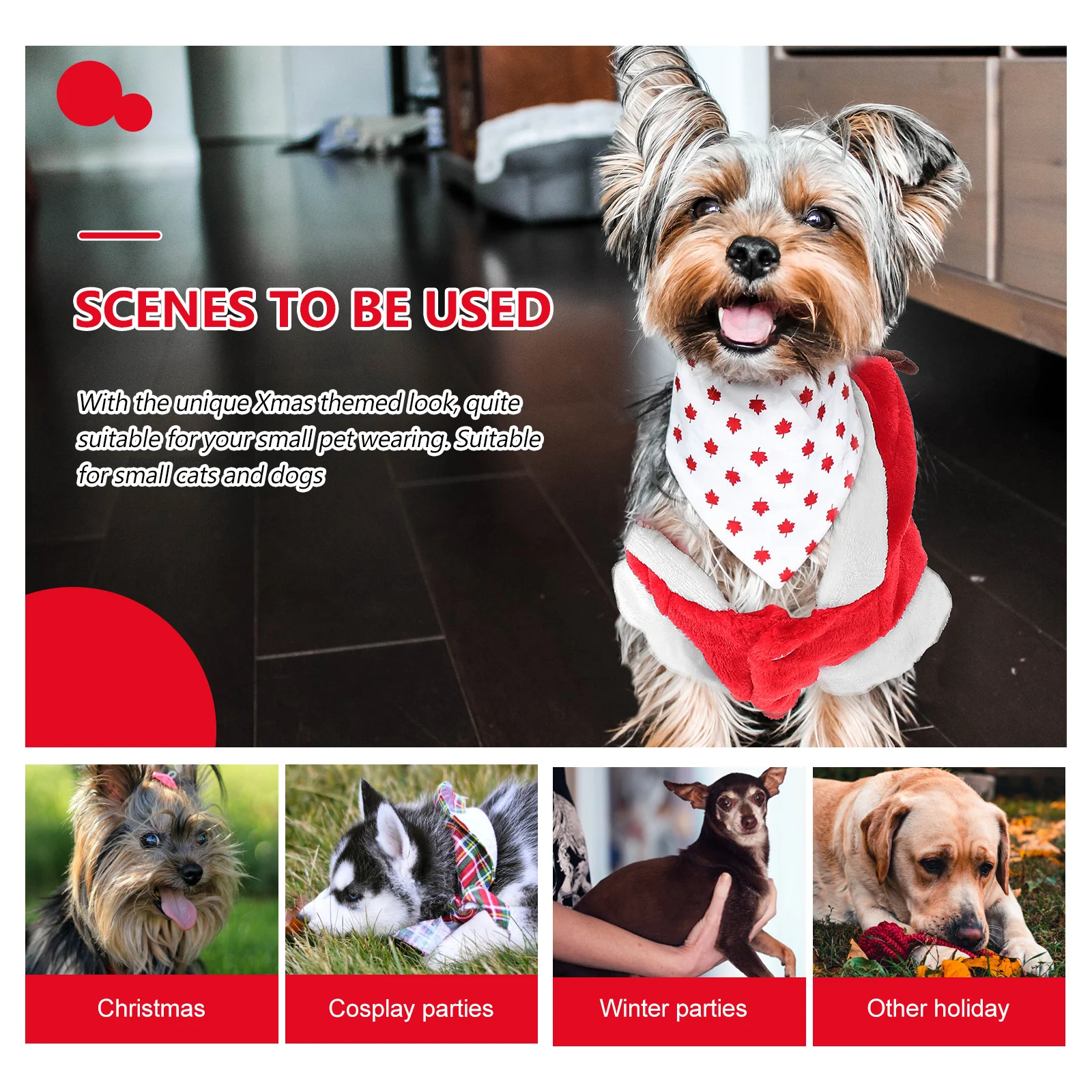 

1Pcs Xmas Party Pet Clothing Lightweight Comfortable Pet Garment Christmas Style Dog Cat Costume Dog Cosplay Clothes