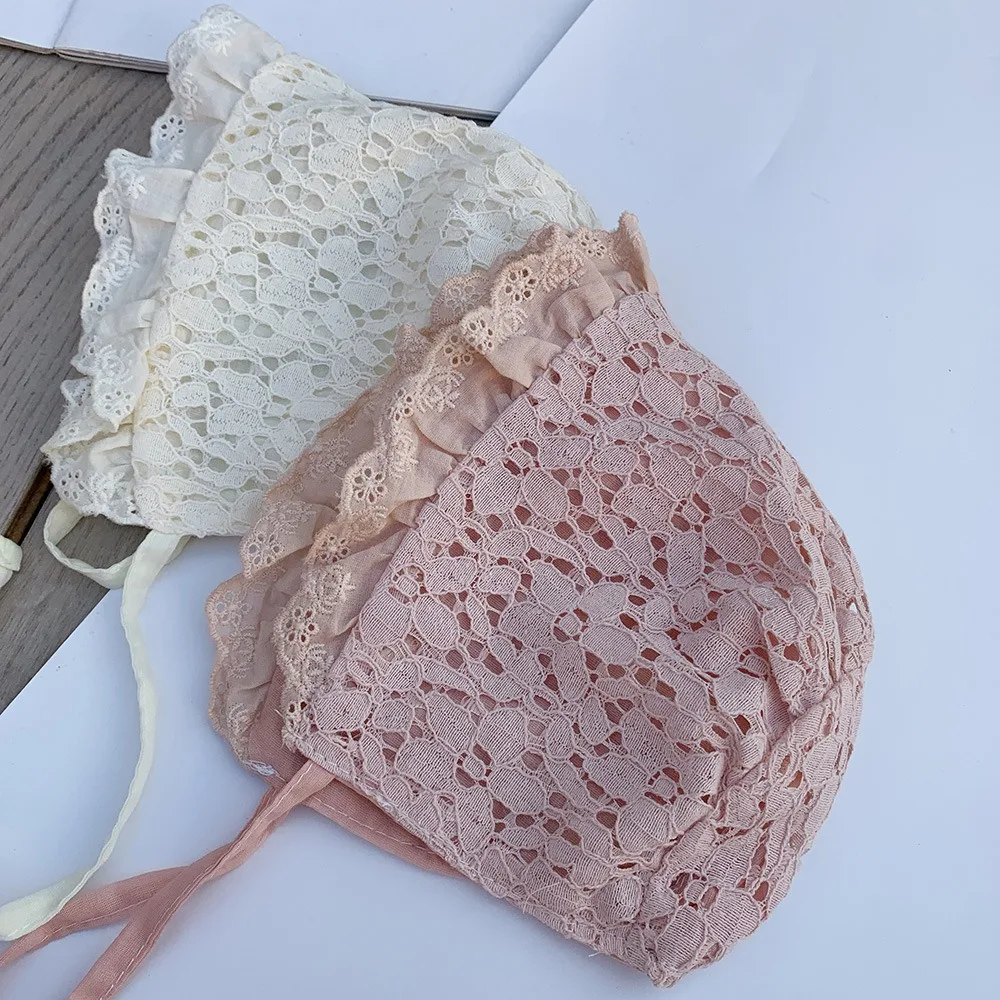 

Cute Lace Lace Baby Princess Hat Mesh Flower Lace Baby Cap Breathable Ruffled Cotton Princess Hat
